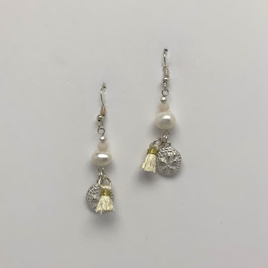 Pearl and Sand Dollar Earrings