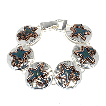 Hammered enamel starfish bracelet