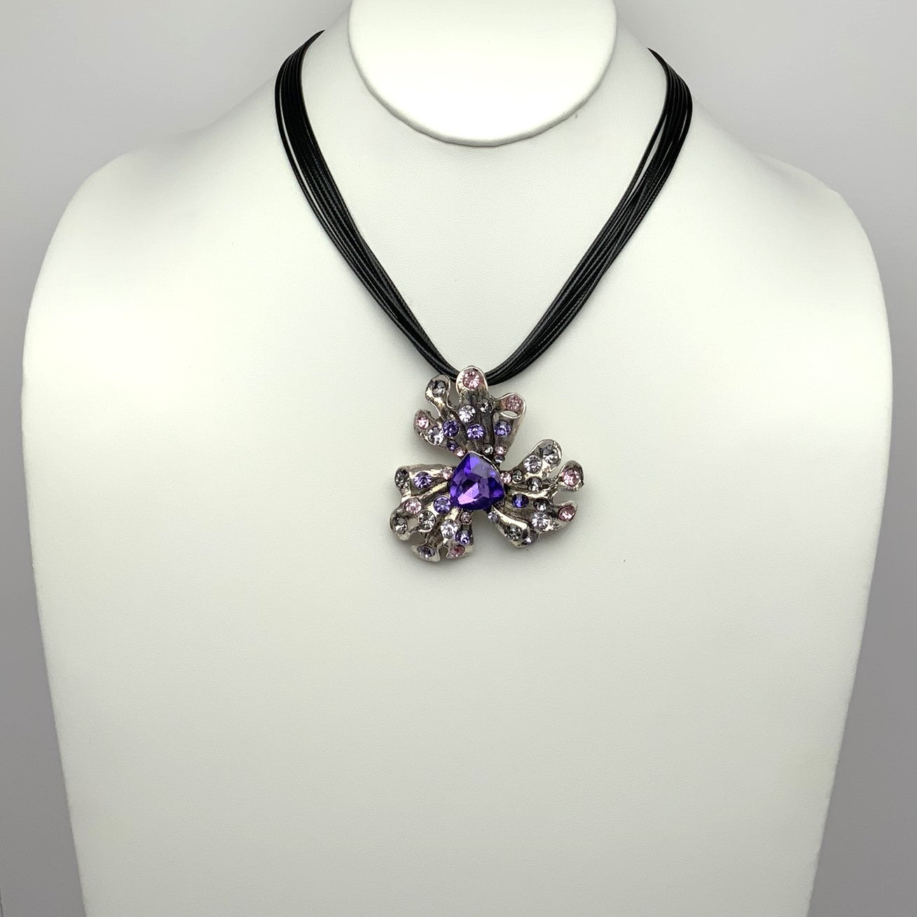 Crystal Floral Drop Necklace