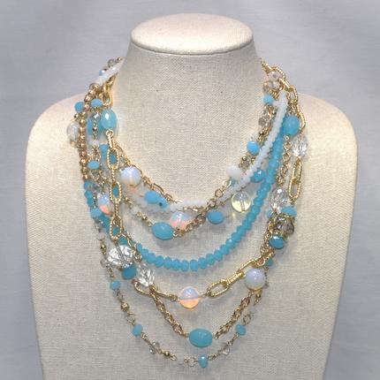 Metal Beads and Rhinestone Necklace