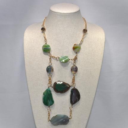 Long Stone Chained Necklace
