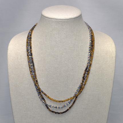 Long 3 Layer Rhinestone Necklace