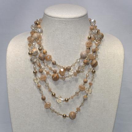Small Necklace with Stone Beads and Rhinestones