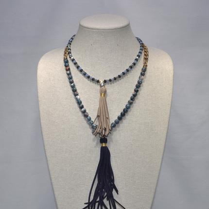 Rhinestone and Chain necklace with tassel