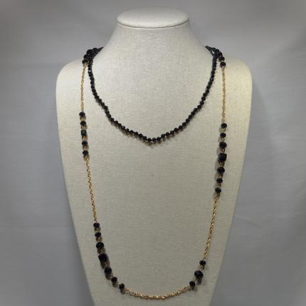 Black Beads Gold Chain