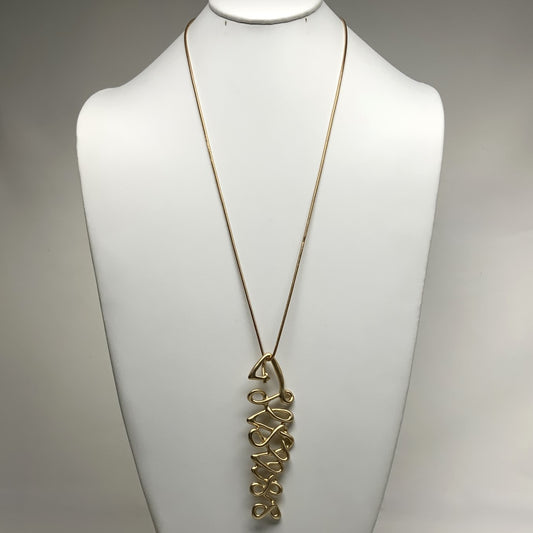 Long Snake Chain with Metal Squiggly Bonefish Pendant