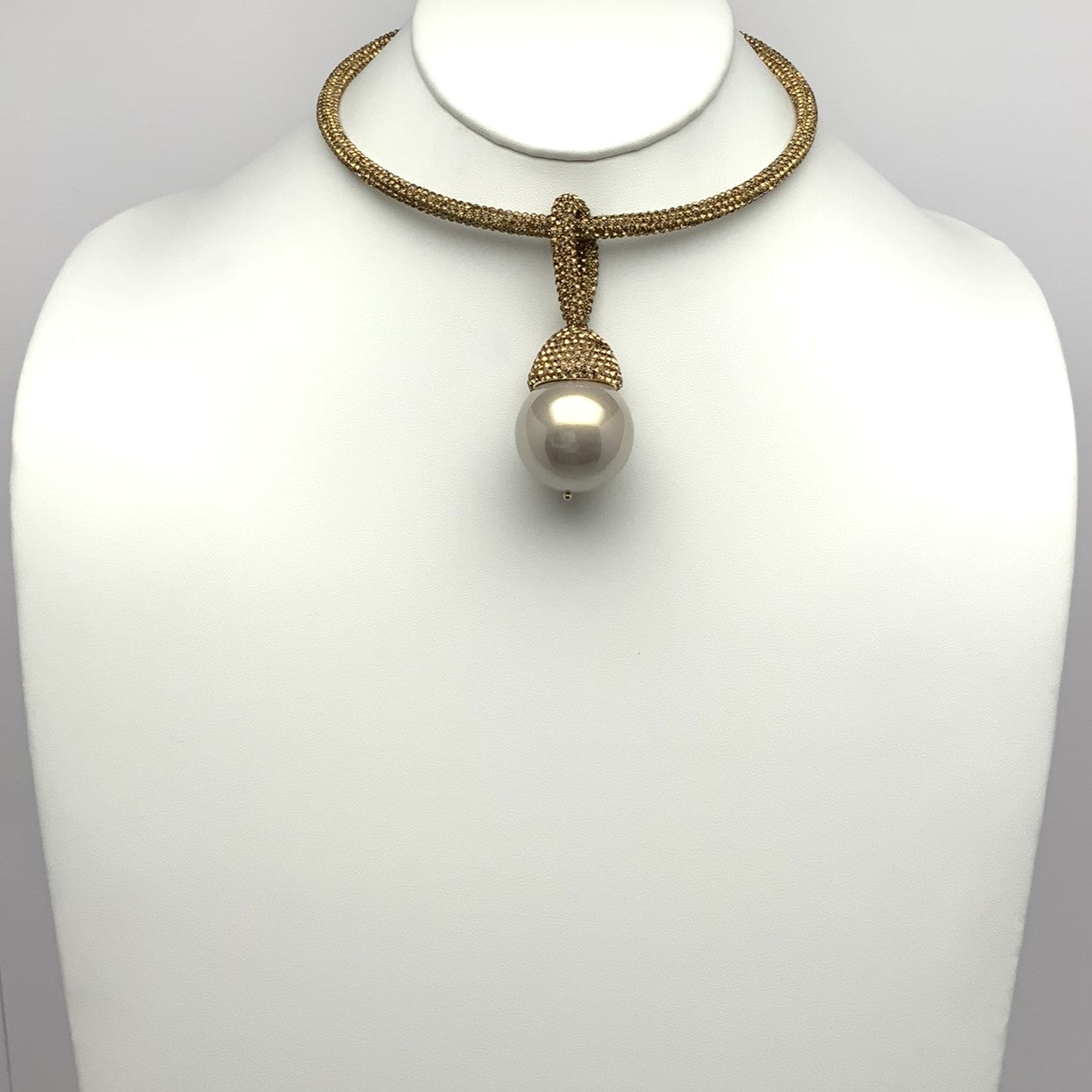 Rhinestone Pearl Drop Necklace