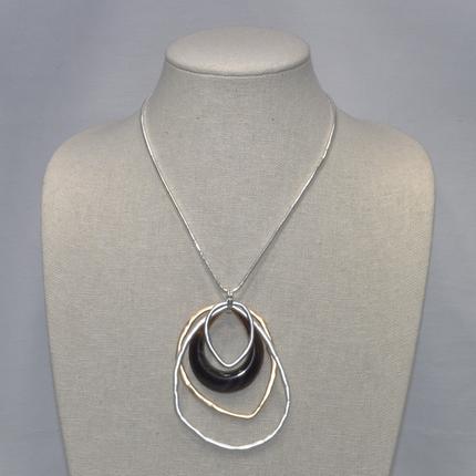 Silver Necklace with Brushed Metal Circles