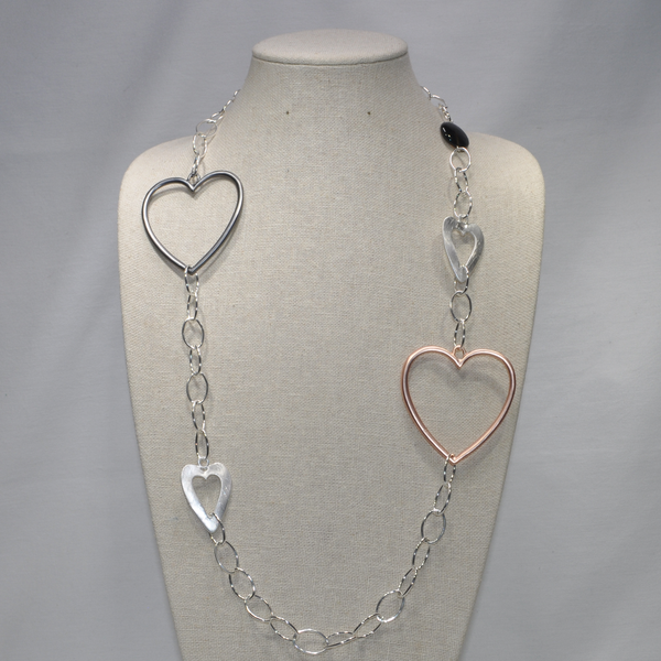 Long Chain Link With Heart Spacers
