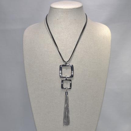 Square Drop Tassel Necklace