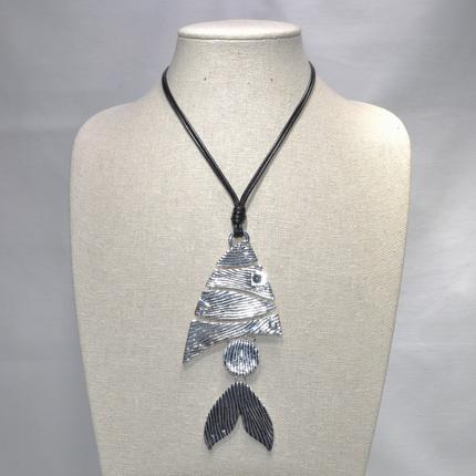Textured Metal Fish Necklace