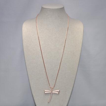 Brushed Metal Dragonfly Necklace