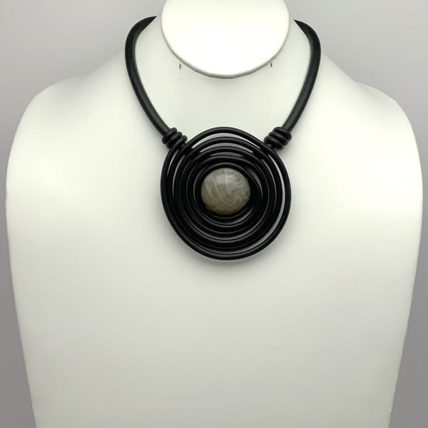Rubber Spiral Drop Necklace