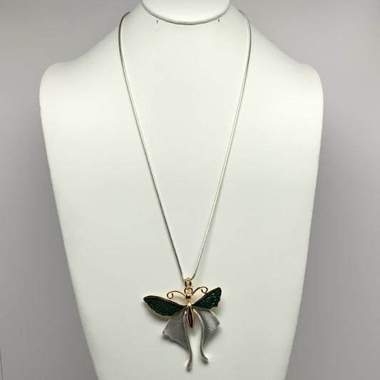 Long Snake Chain Necklace with Butterfly