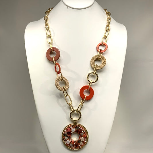 Long Chain Link with Lucite and Beaded Circles