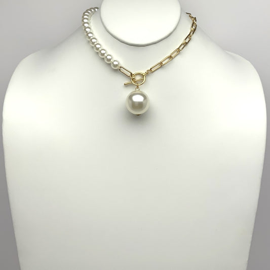 Half Chain Half Pearl Necklace