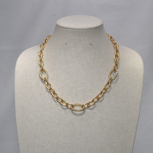 Metal Chain Link with Rhinestone Ovals