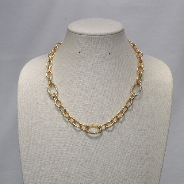 Metal Chain Link with Rhinestone Ovals