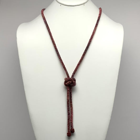 Long Rhinestone Bling Knot and Tassel Necklace