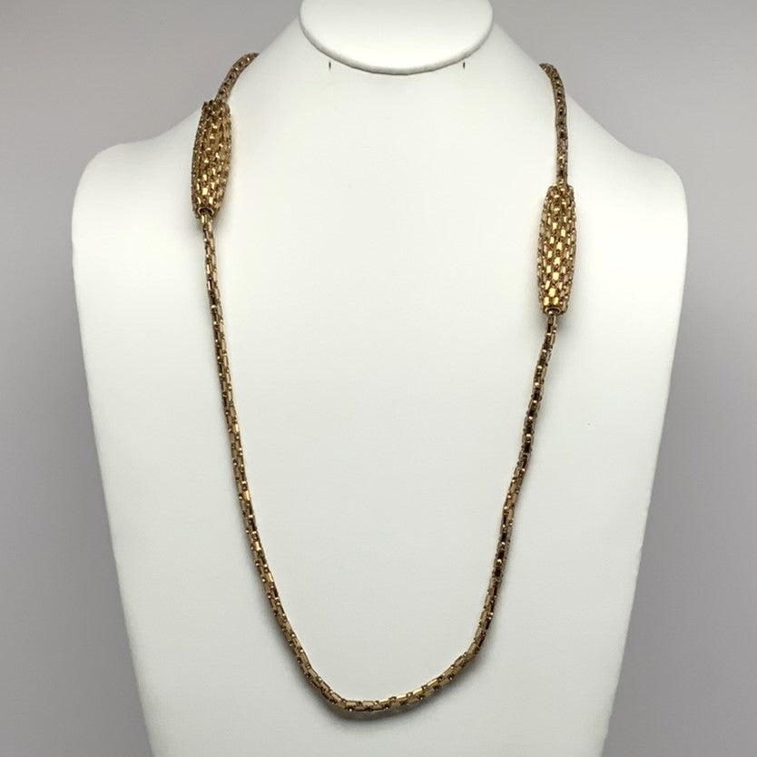 Long Single Strand Baguette Bling Necklace with Two Cylinders