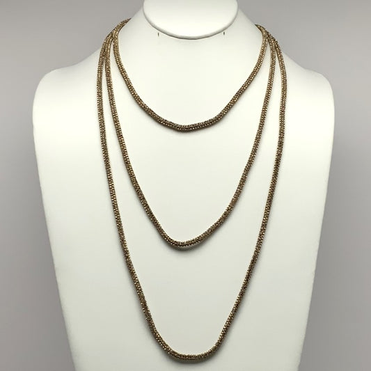 Long Three Strand Layered Rhinestone Bling Necklace