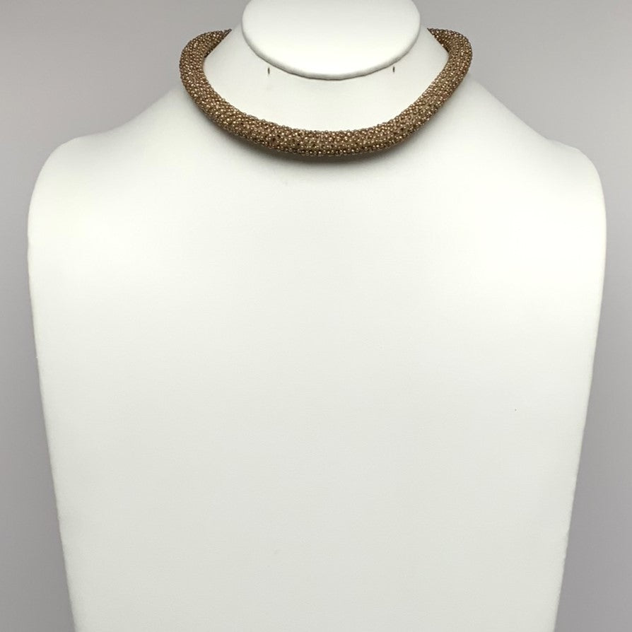 Short Thick Pearl and Bling Necklace