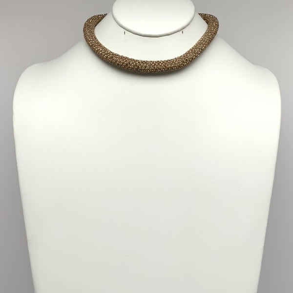 Short Thick Pearl and Bling Necklace