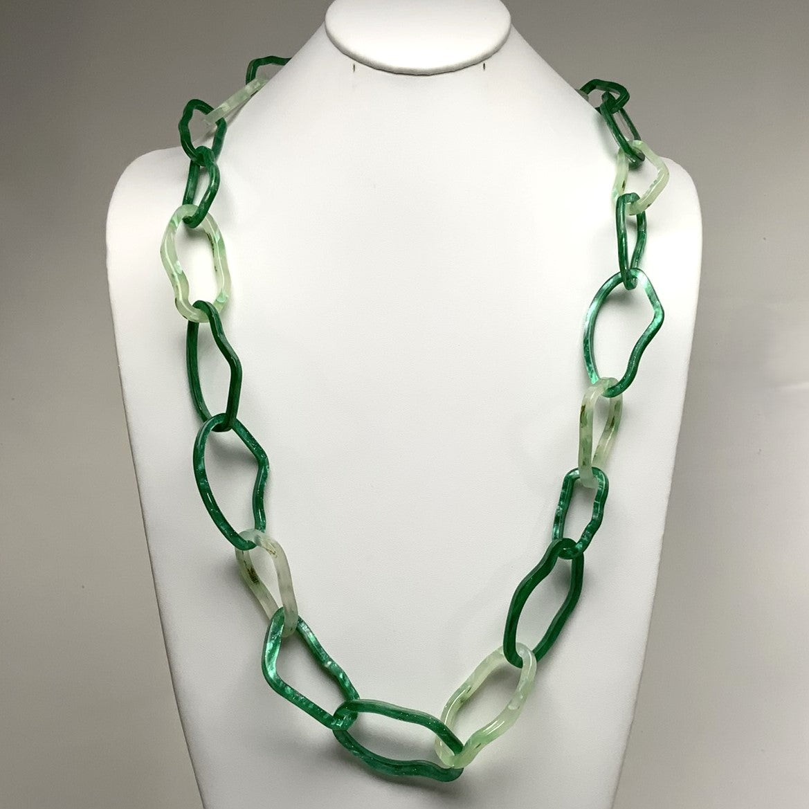 Long Lucite Abstracted Chain Link Necklace