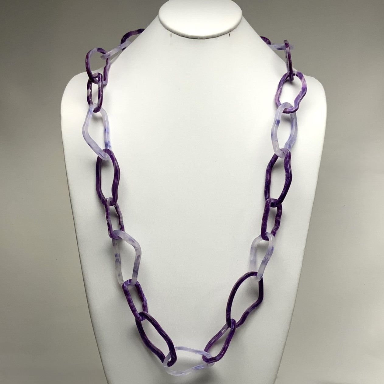 Long Lucite Abstracted Chain Link Necklace