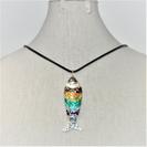 Long Vinyl Cord with Enamel Fish Necklace