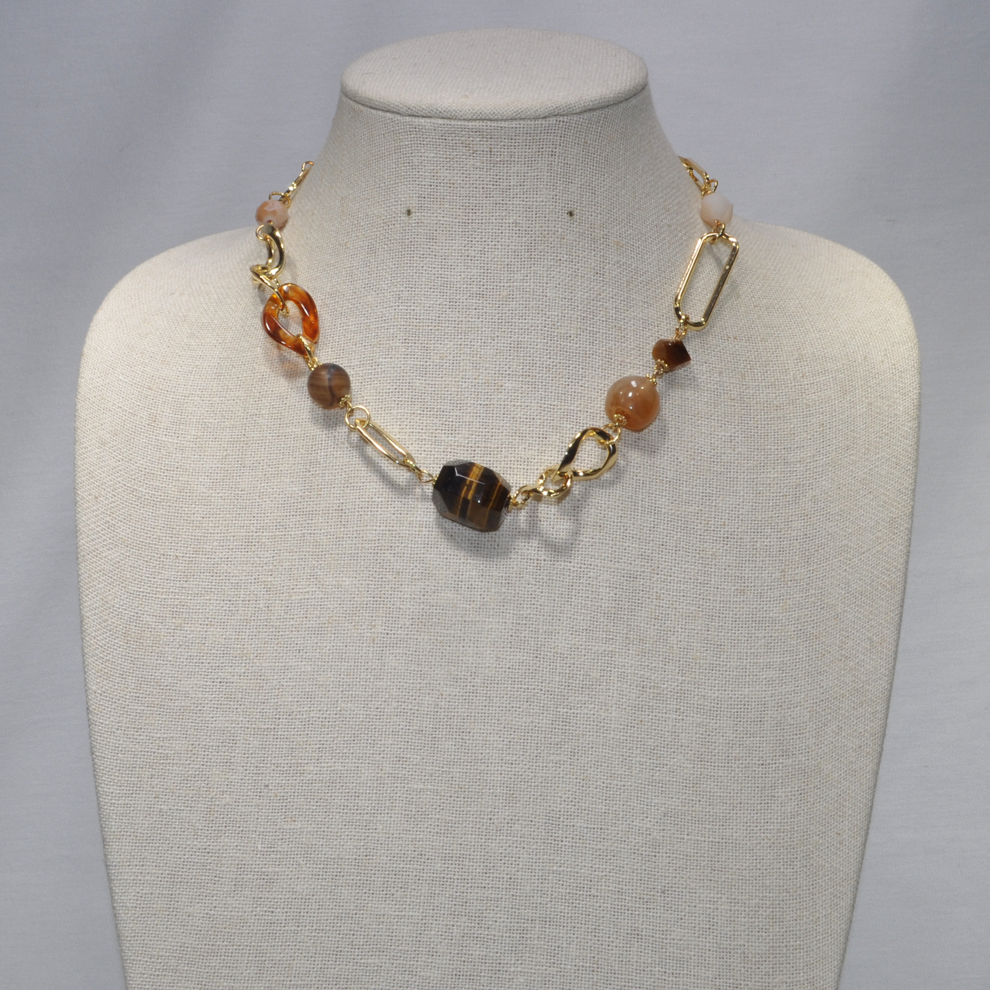 Chain Link And Stone Necklace