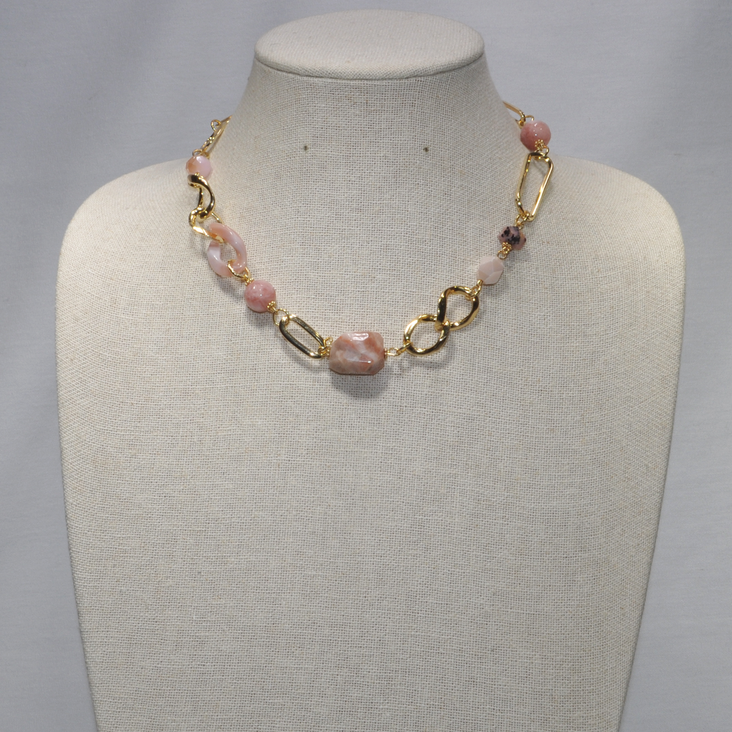 Chain Link And Stone Necklace