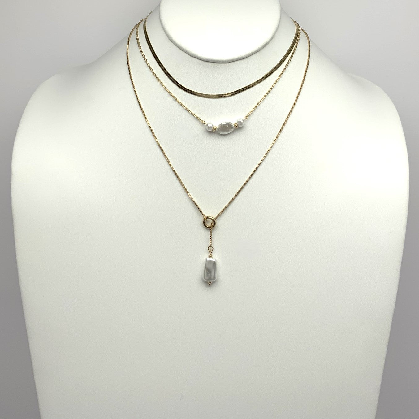 3 Layer Pearl Chain Necklace