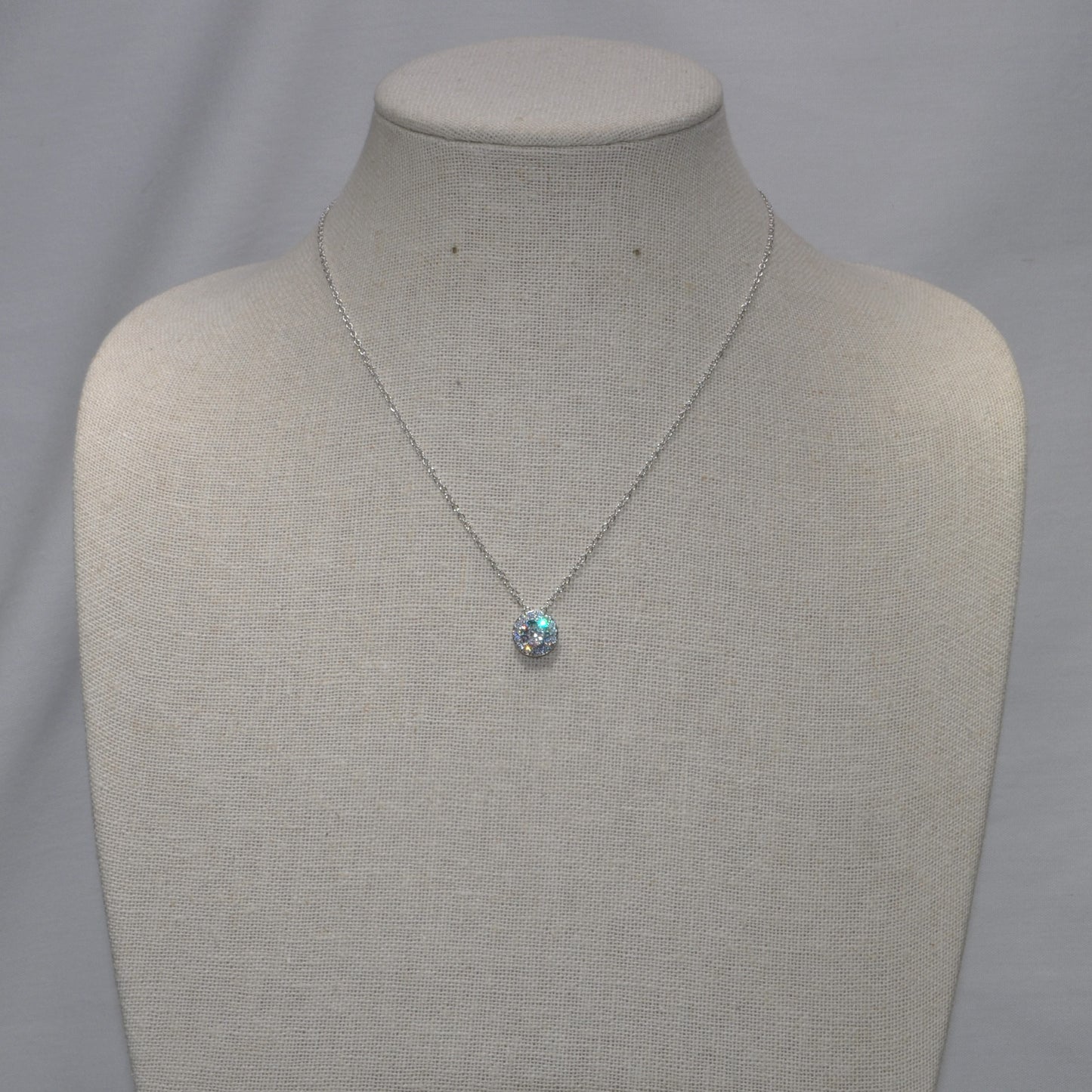 Short Designer Look CZ Solitaire Necklace