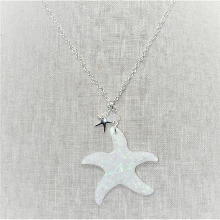 Resin glitter starfish short necklace