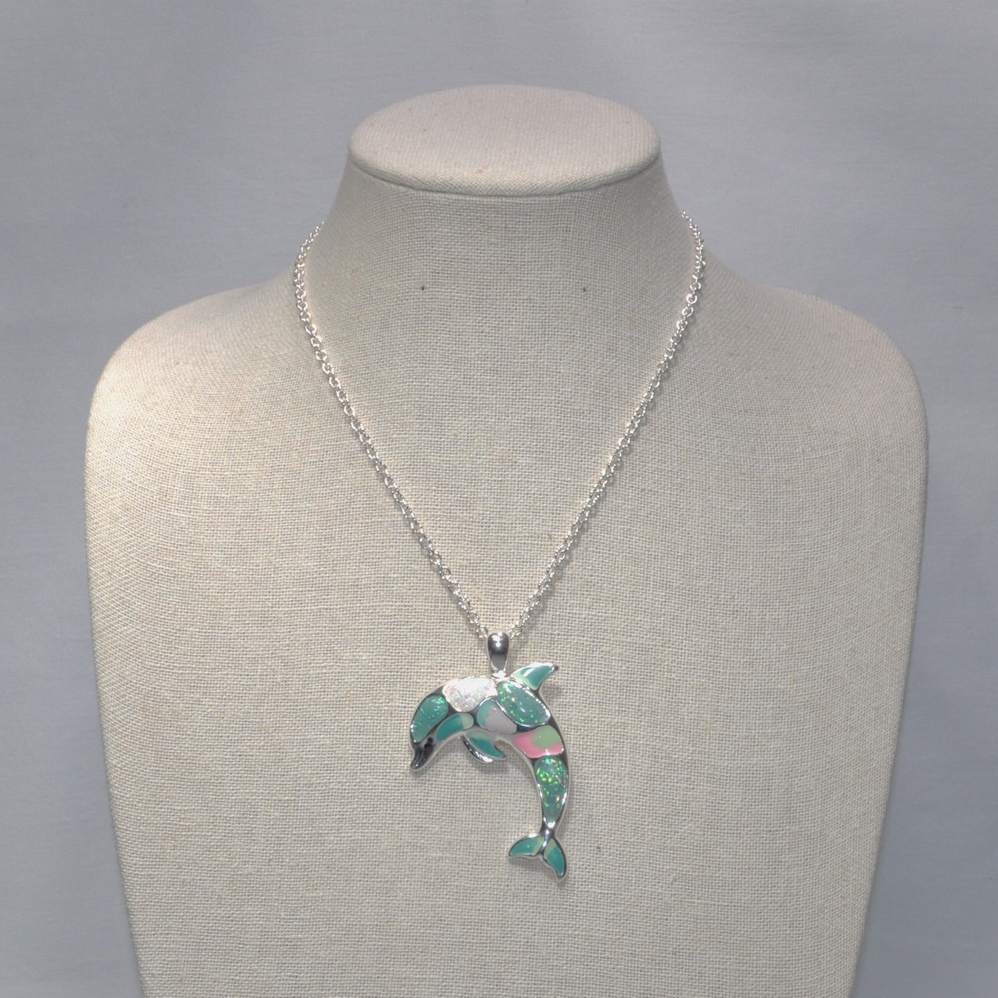 Sea Glass/Lucite Dolphin Necklace