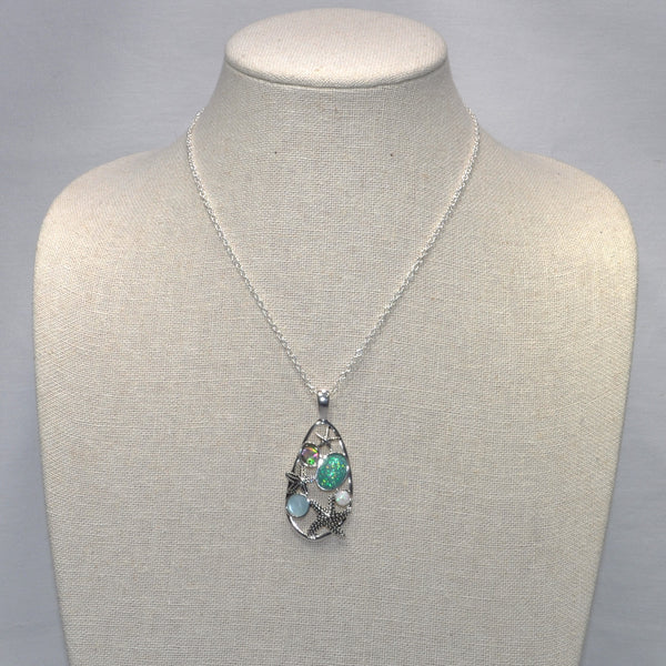 Abalone and Sea Glass with Three Starfish