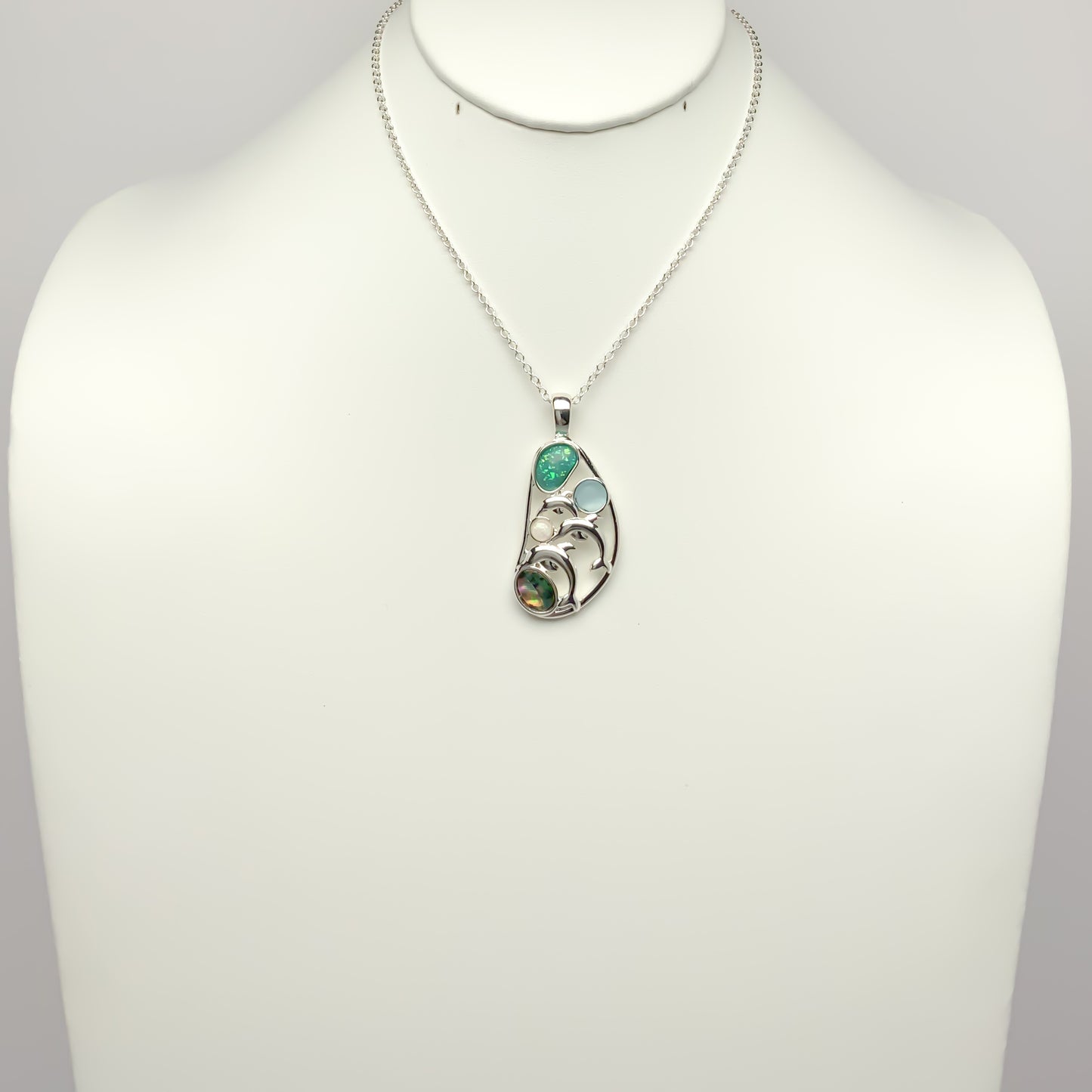 Stones and Dolphin Drop Necklace