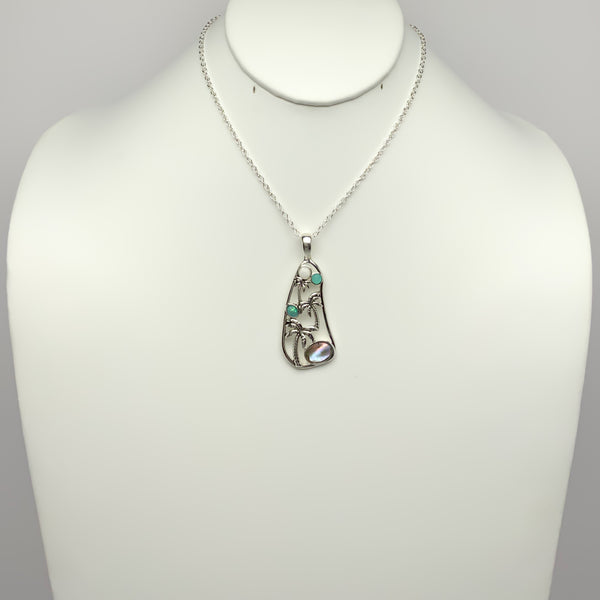 Stones and Palm Tree Necklace