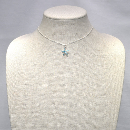 Colored Pave Rhinestone Starfish Necklace