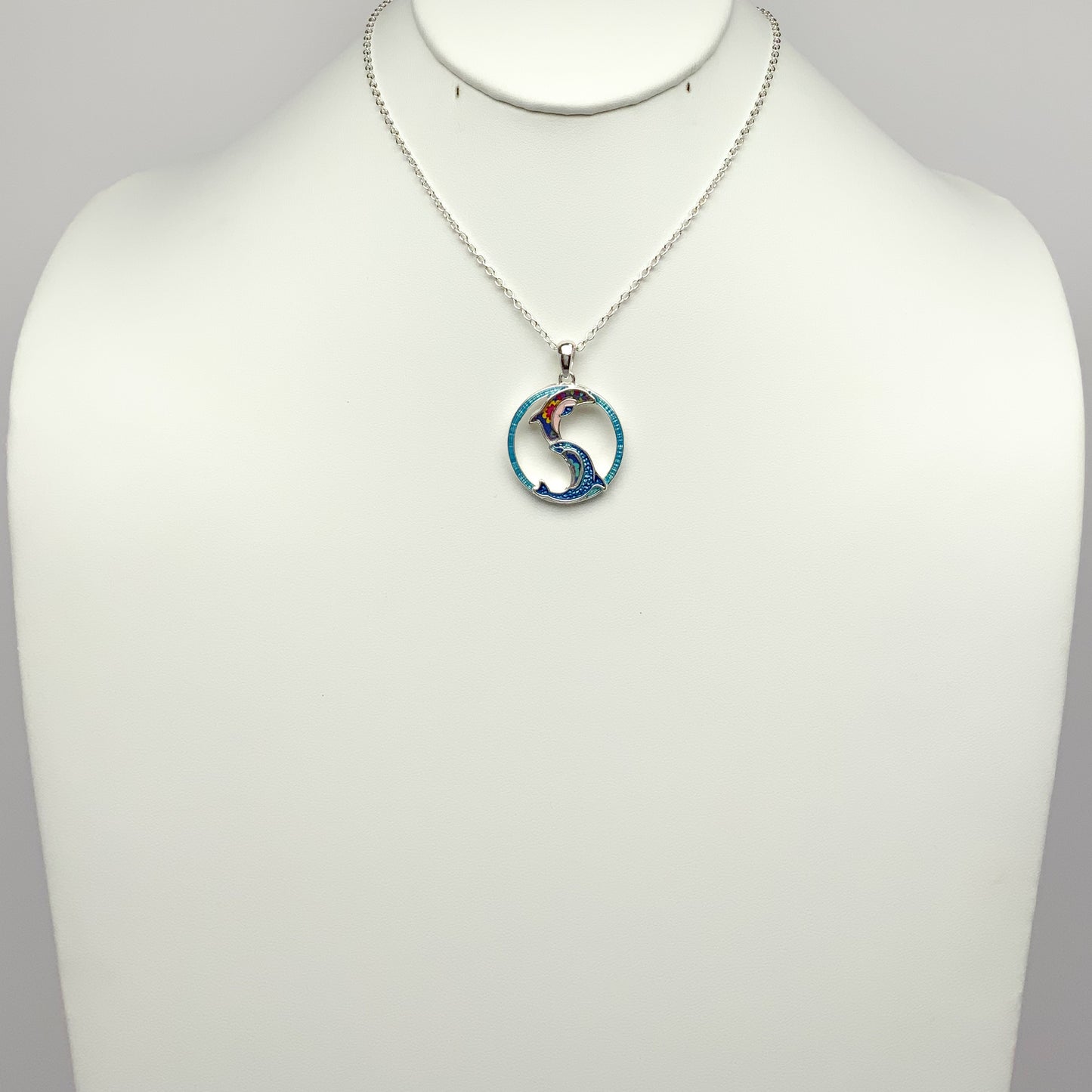 Double Dolphin Drop Necklace