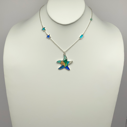 Glass Like Starfish Drop Necklace