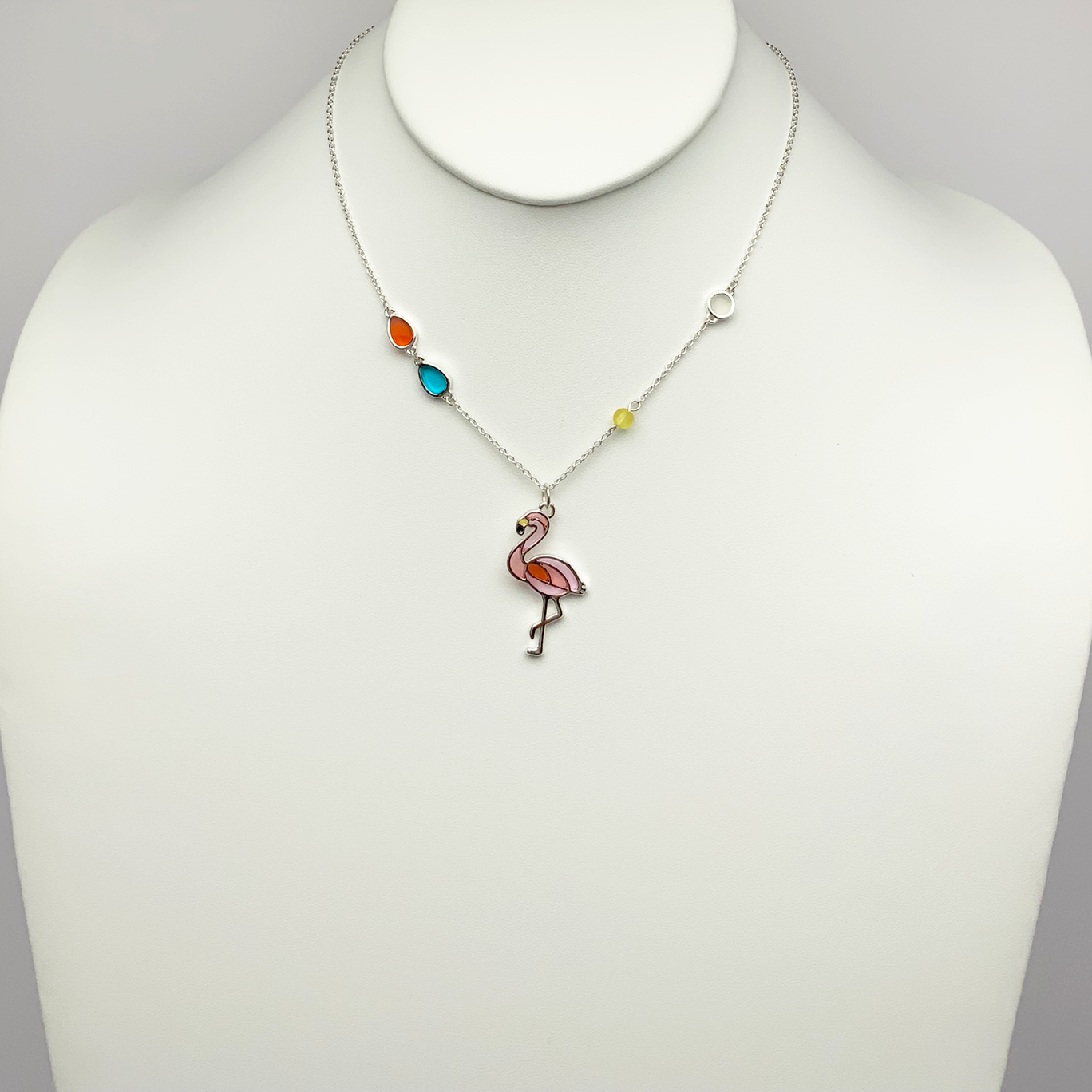 Glass Like Flamingo Drop Necklace