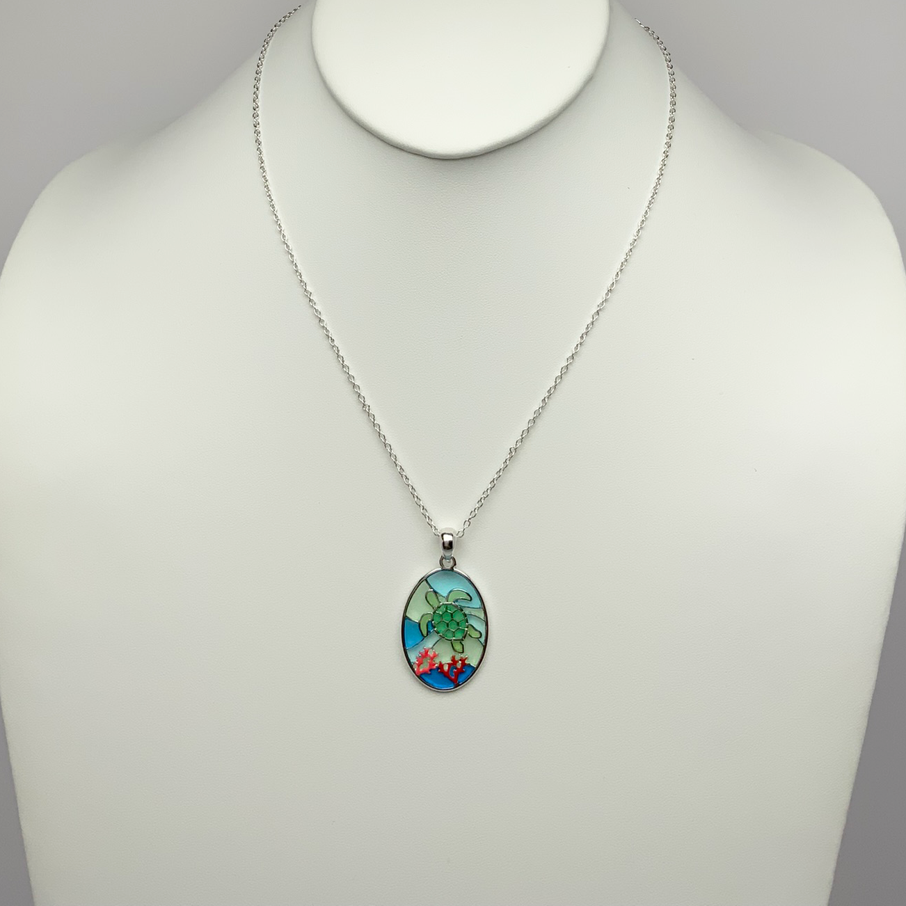 Glass Turtle Drop Necklace