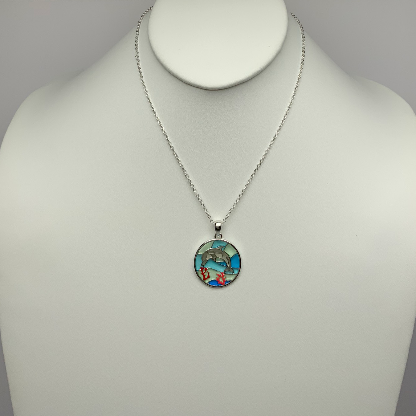 Glass Dolphin Drop Necklace