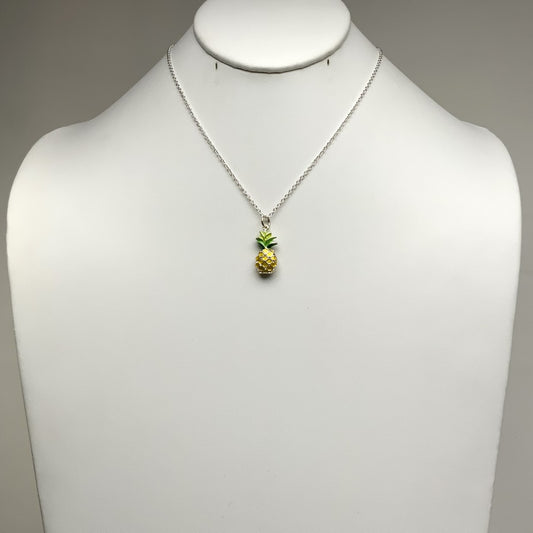 Short Chain with Enamel Painted Pineapple Necklace