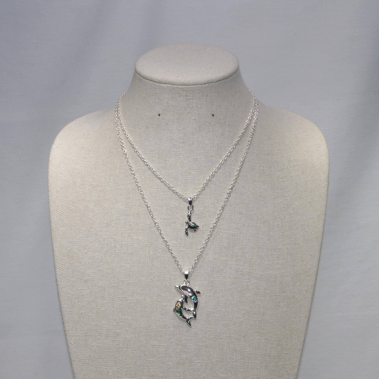 Two Layer Abalone DolphinNecklace