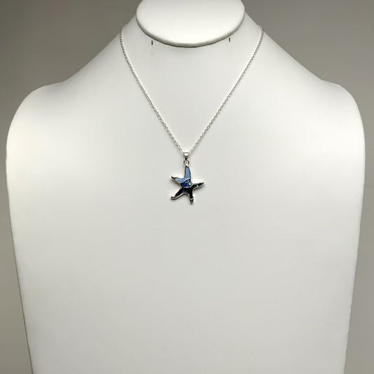 Short Dainty Abalone and Sea Glass Starfish Necklace