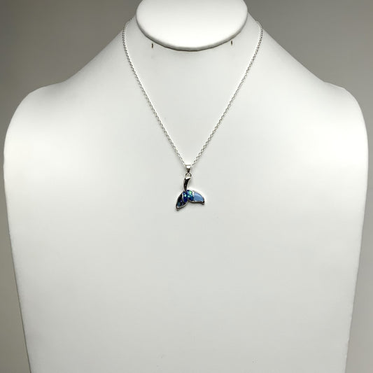 Short Dainty Abalone and Sea Glass Fish Tail Necklace