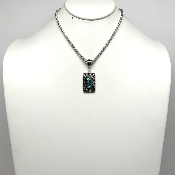 Short Designer Look Necklace with Rectangle Pendant